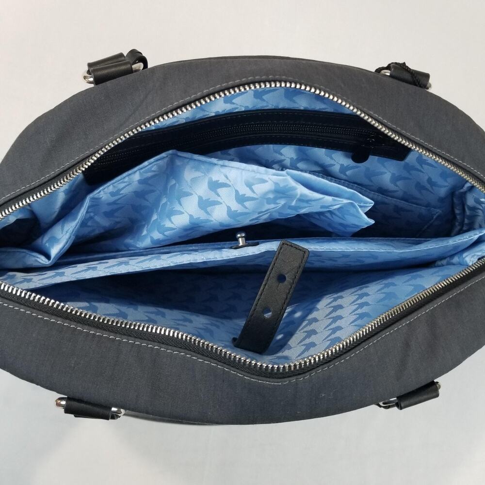 Lo & Sons OMG Nylon Bag Womens Gray Silver Azure Laptop Travel Tote OG 2 Work - Picture 5 of 15